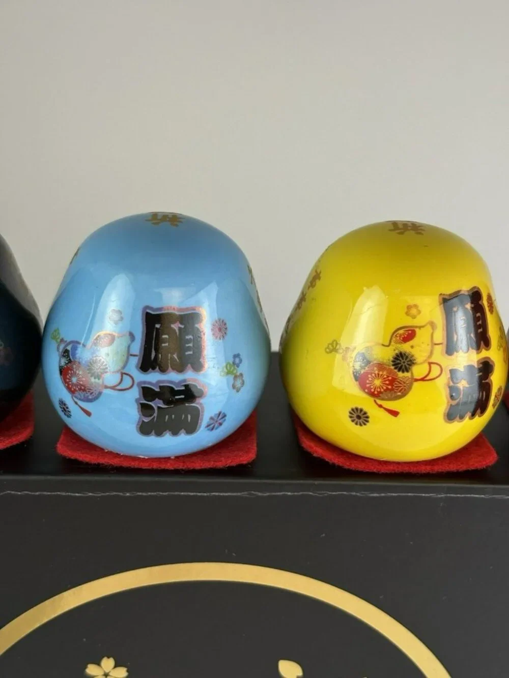 NIB Daruma Ritual Wish Dolls Lot of 5 Ceramic Mini 1.5